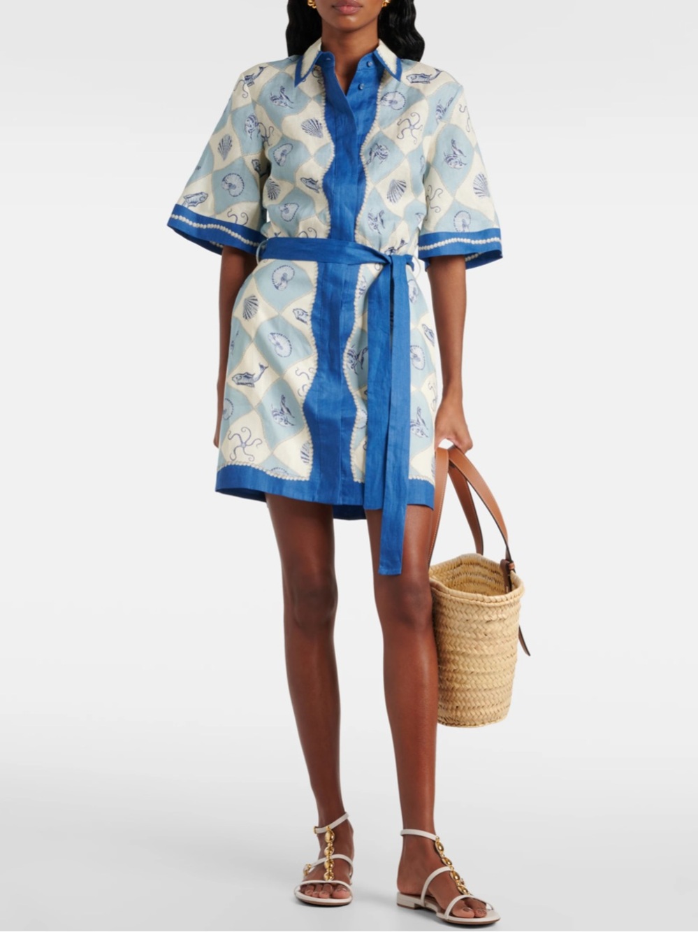 Alemais Printed Linen Shirt Dress